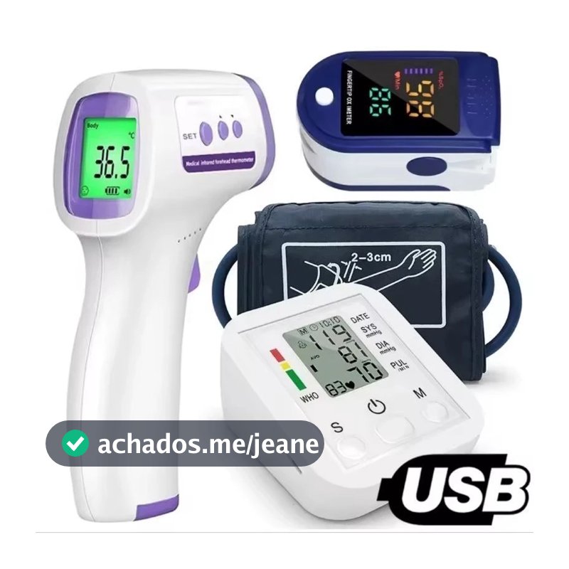 Kit Medidor de pressão arterial digital + tensiômetros +Termômetro infravermelho + oxímetro de dedo