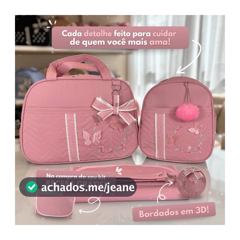 Kit Bolsa Maternidade Menina Borboleta Luxo
