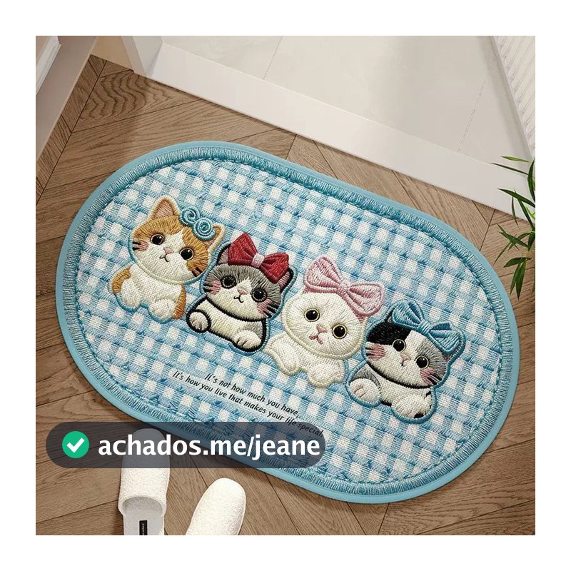 Tapete Antiderrapante 40x60cm Cartoon 3D Absorvente para Banheiro Cozinha Base PVC