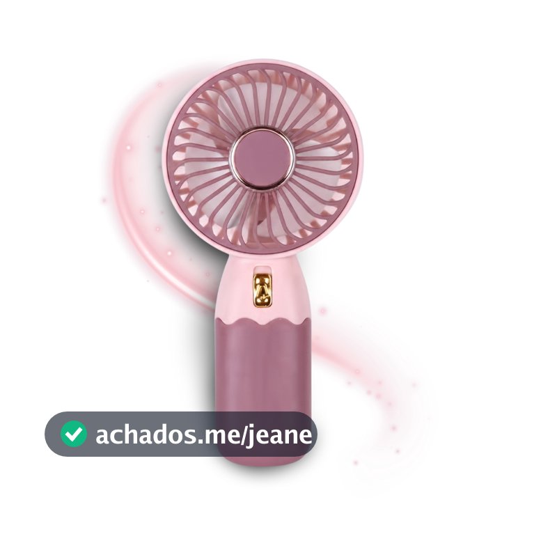 Mini Ventilador Portátil Rosa Recarregável Micro USB de Mesa e Mão Silencioso para Escritório Uso Pessoal Fácil de Levar