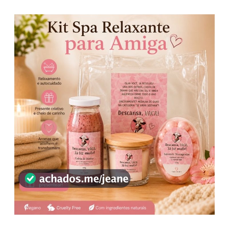 Kit Spa Relaxante para Amiga- Descansa Vaca, já fez muito| Presente Criativo e Autocuidado