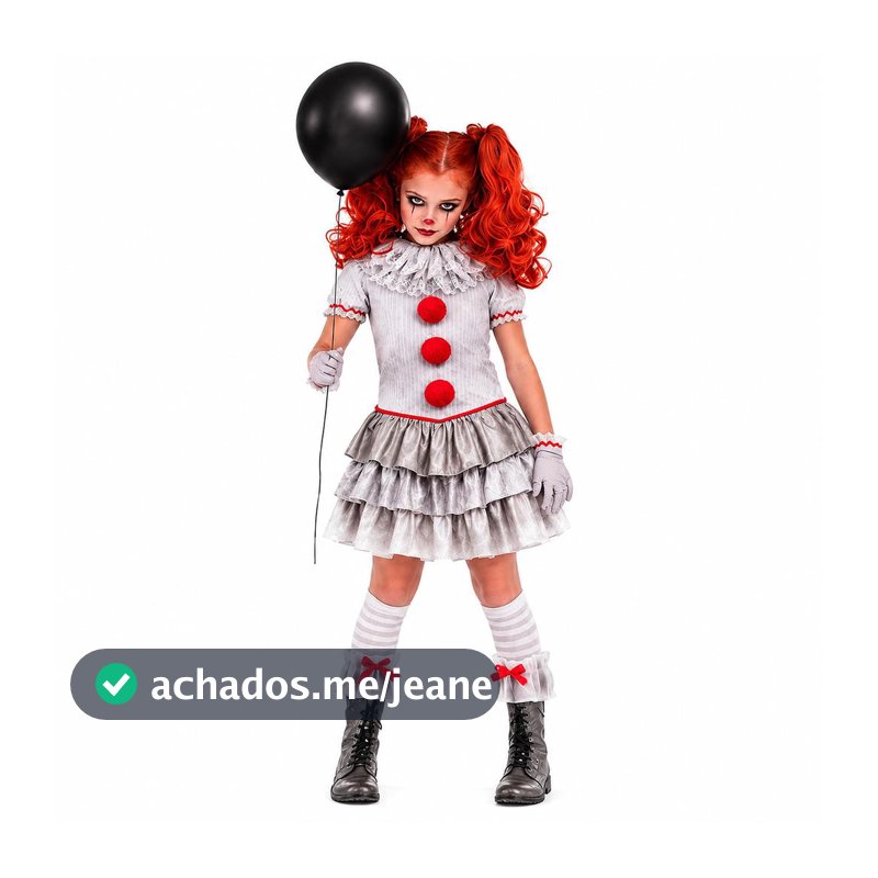 Fantasia It A Coisa Infantil pra Menina Vestido Palhaço Pennywise Assassino