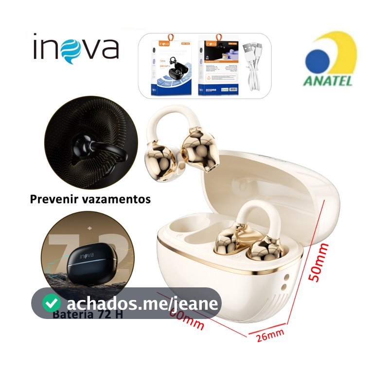 INOVA Fone De Ouvido Bluetooth 5.4 Toque DE Impressão Digital 72H Autonomia ANC Cancelando Ruído