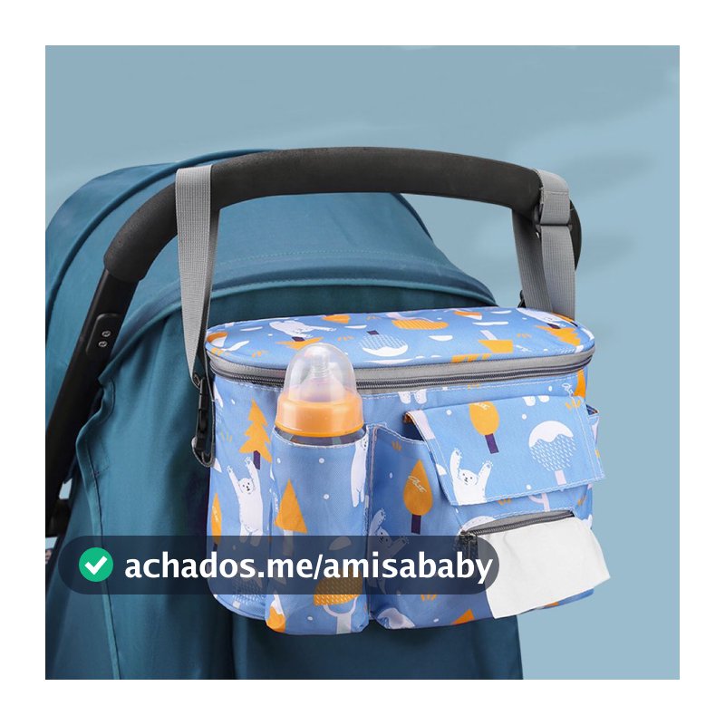 Bolsa Organizadora De Carrinho De Bebê Porta Fralda/Mamadeira,/Lenço Umedecido/Passeio