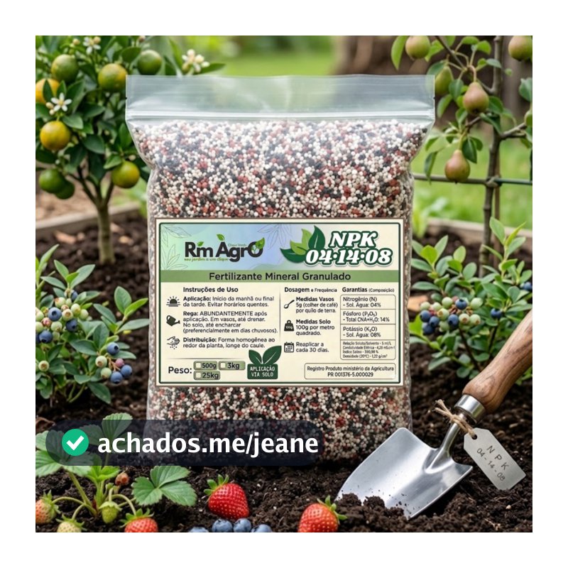 Adubo 5kg NPK 04.14.08 Estímulo à Floração e Frutificação