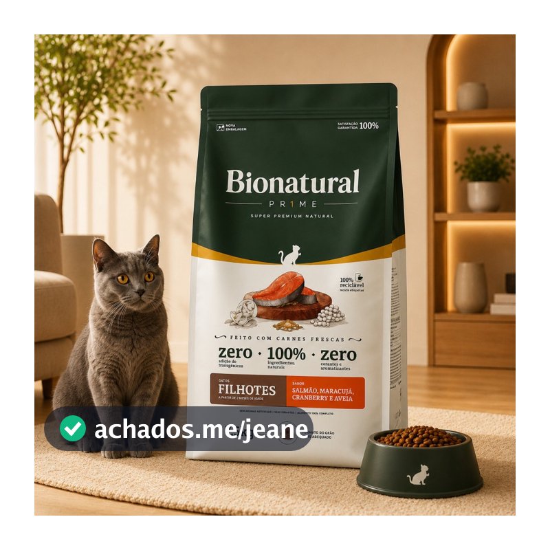 Ração SuperPremium Bionatural Gatos FIlhotes 7,5KG Sabor Salmão-Envio Imediato