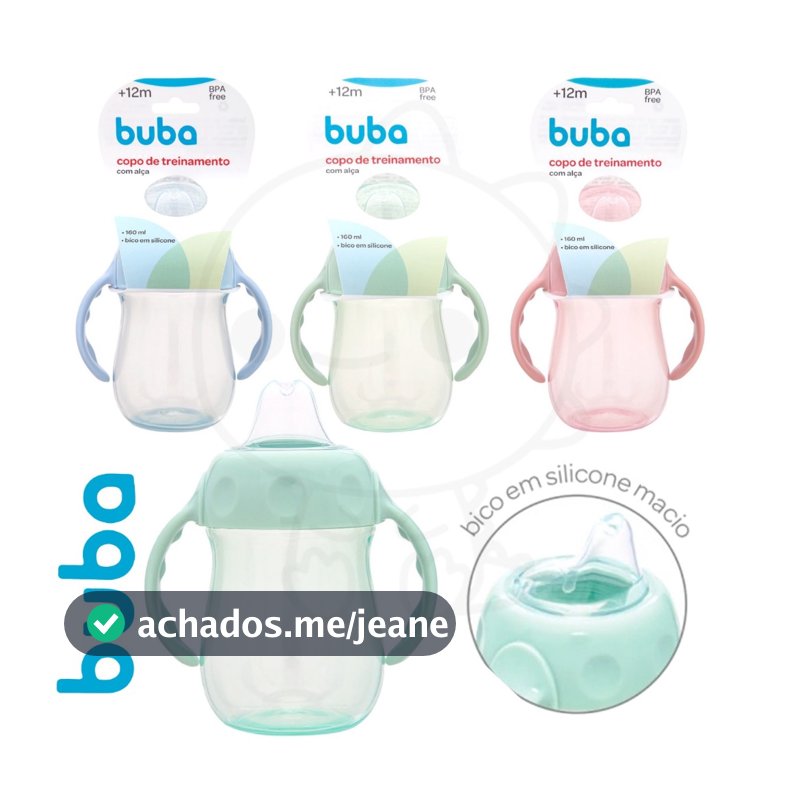 Copo De Treinamento buba Com Alça Buba 160ml rosa azul verde Copinho buba