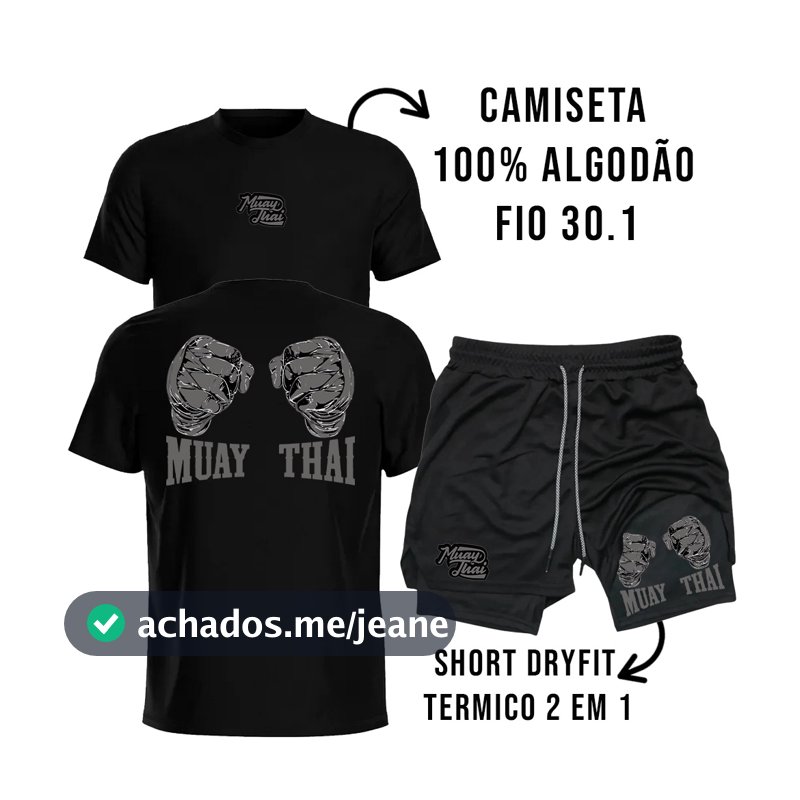 Kit Masculino Camiseta de Algodão + Bermuda Dry Fit para Treino