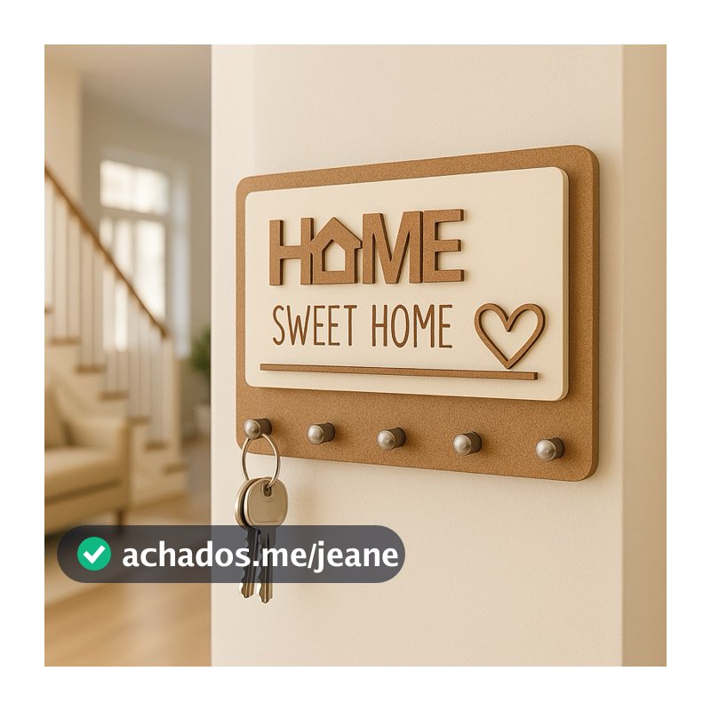 Porta-Chaves de Parede em MDF com 5 Ganchos – Decoração Moderna, Funcional e Multiuso | Envio Imediato