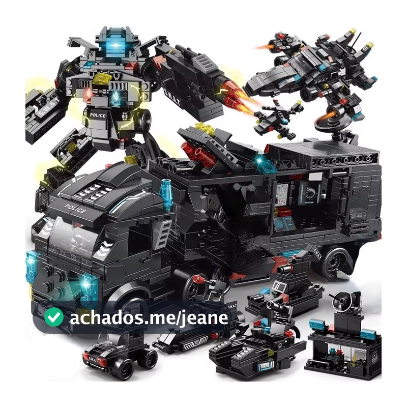 585pcs Blocos de montar 8 em 1 Estação de Polícia SWAT Puzzle Brinquedo Educativo Crianças Construção Carro