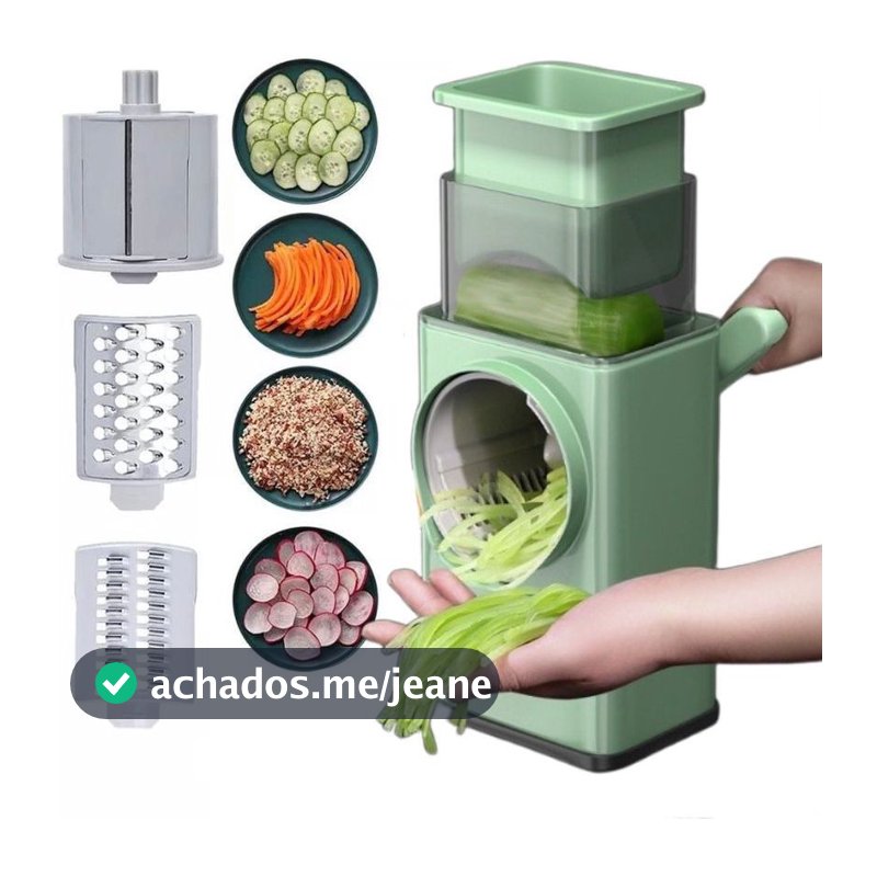Ralador de Queijo Fatiador Legumes Cortador Vegetais Manual 3 em 1 Multiuso Cozinha Giratorio