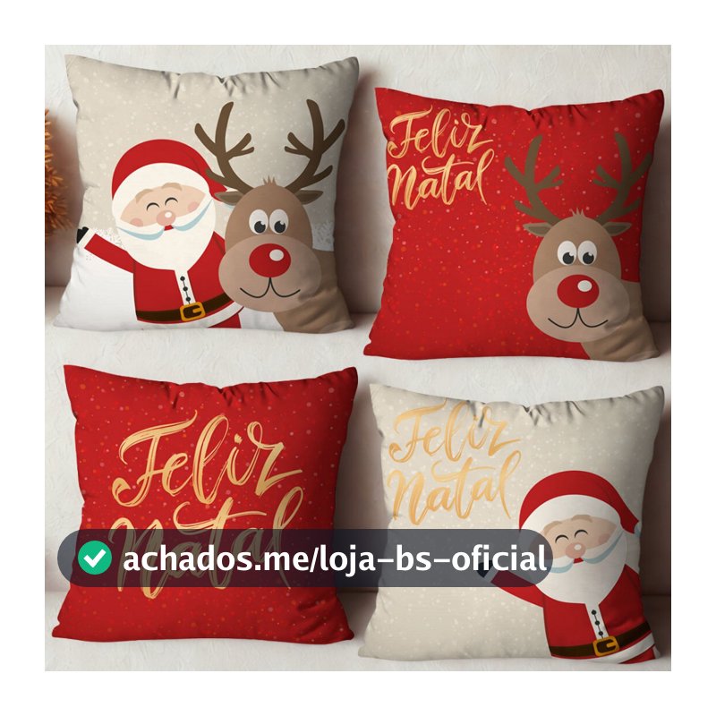 Kit 4 Capas para Almofadas Natalinas 45x45 | Linda Decor | Decoração de Natal Sala Sofá Diversos