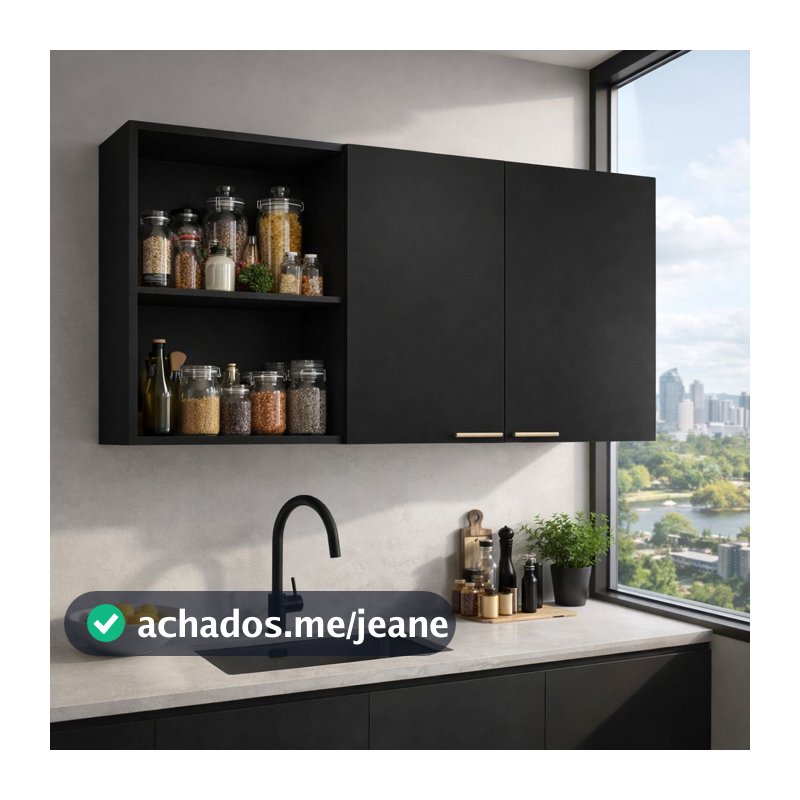 QUEIMA DE ESTOQUE Armário Suspenso Multiuso 90cm 2 Portas Nichos Organizador Casa Cozinha