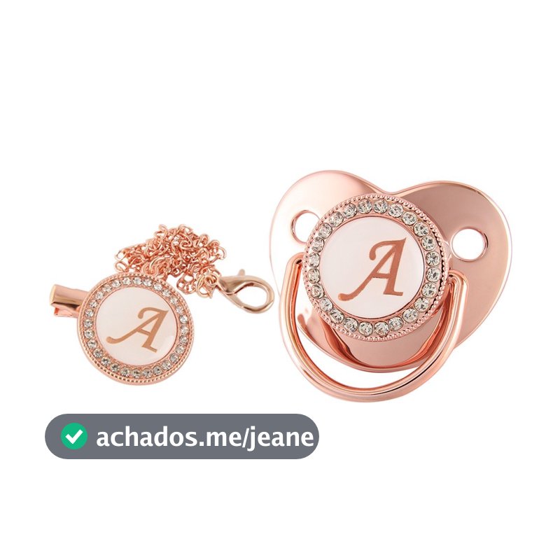 Rose Gold Baby Pacifier Com Letra De Nome Inicial , Ducha De Aniversário