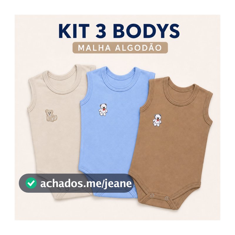 Kit 3 Body Bebê Regata Sem Manga Malha Algodão Menino M G Verão Enxoval