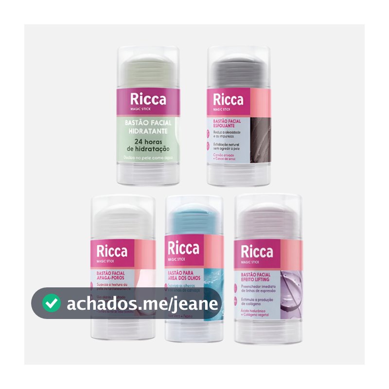 Bastão Facial Ricca Tratamento Hidratante Olhos, Esfoliante Poros Lifting, Protetor Solar Skin Care