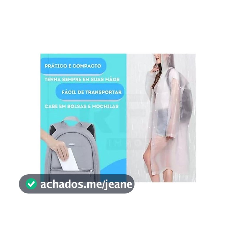Capa Chuva Resistente com Gabardina Grossa e Comprida Transparente Reforçada Reutilizável