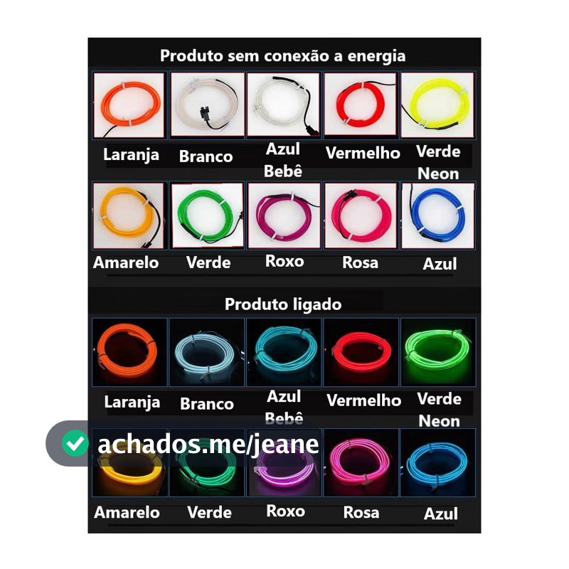 Fita de Led Neon Painel Interior Carro Decoração Automotiva Tunning 12V 3 / 5 metros Top Luxo LULU
