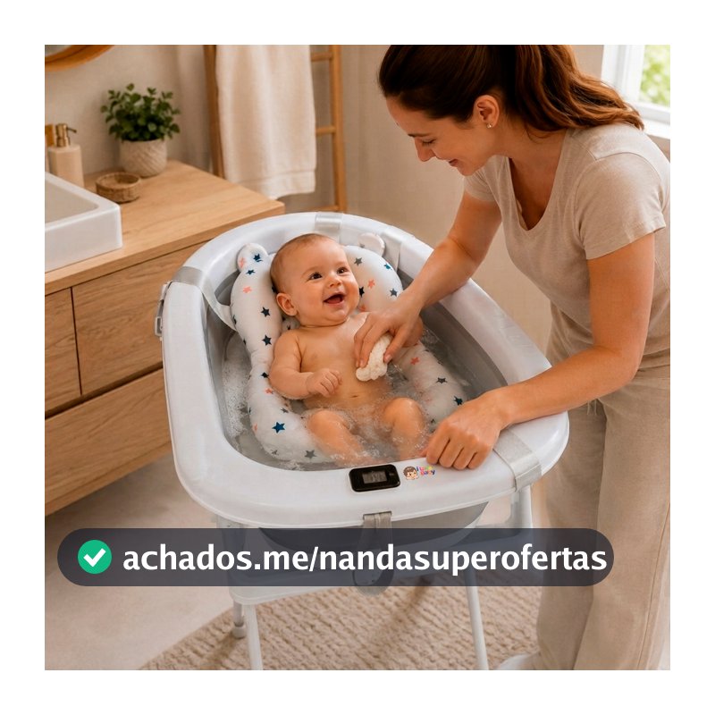 Banheira Bebe Dobrável Com Suporte E Termômetro