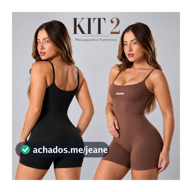 Kit 2 Macaquinho Fitness Feminino de Alcinha Zero Transparência para Academia Corrida Treino e Yoga