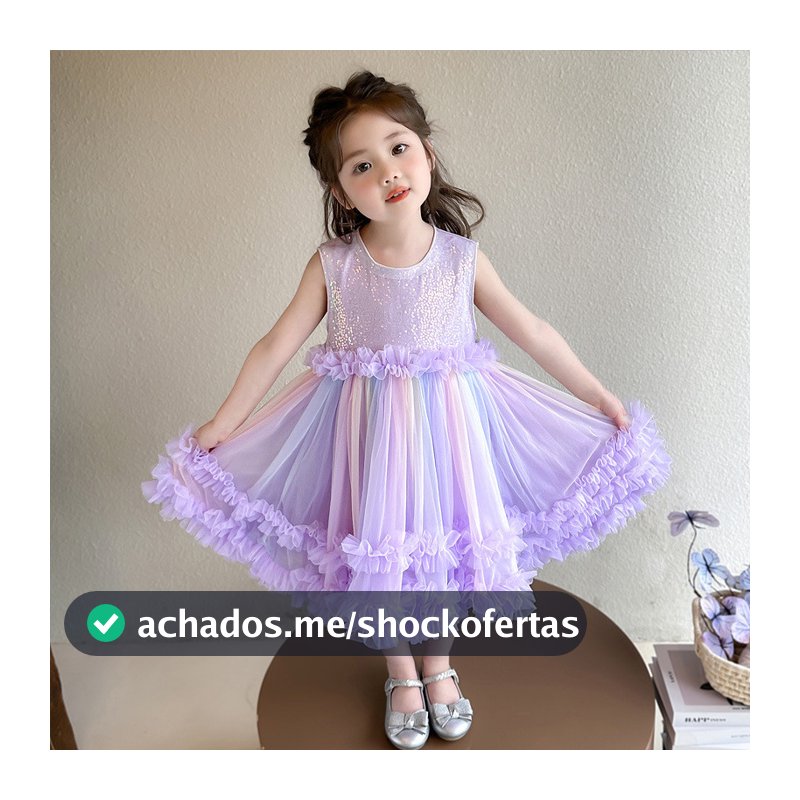 Meninas vestido de verão 2026 novo estilo moda crianças vestido de verão colete vestido de princesa inchado gaze vestido