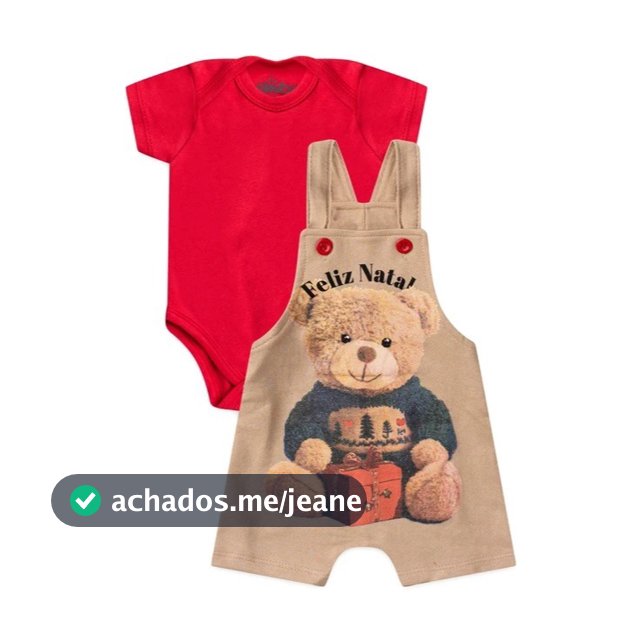 Conjunto Jardineira Bebê Unissex Suedine Natal Brinquedo