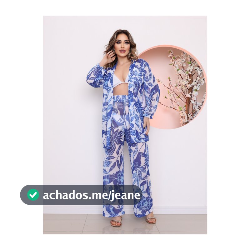 saida de praia tule conjunto camisa com calca