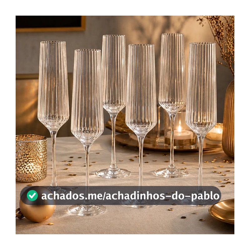 Conjunto de 6 Taças Netuno para Champagne em Vidro 190ml