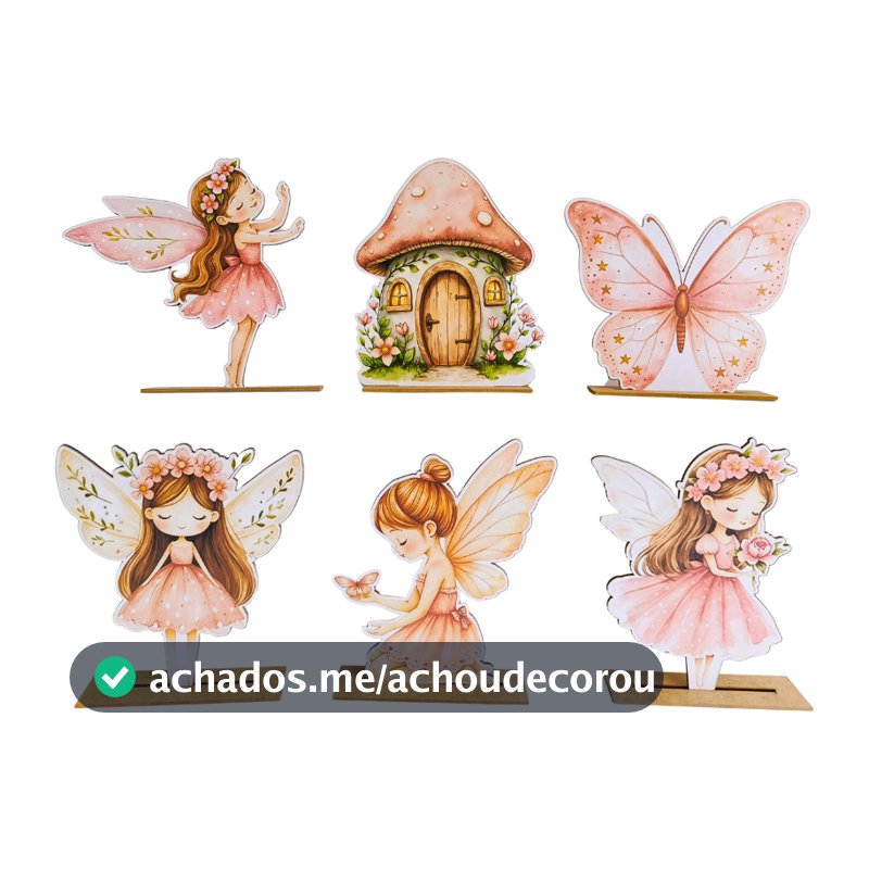 Display de Mesa Kit 6 Peças Para Festa Fada Aquarela Feito Em  MDF