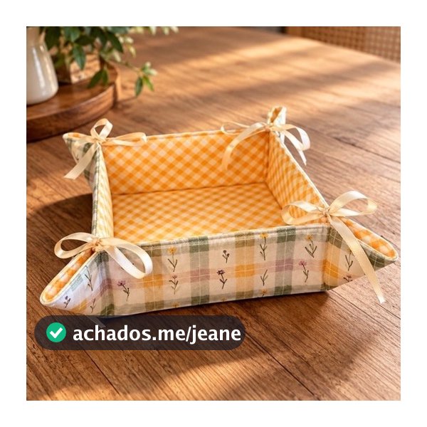 Cesto para Pão de Tecido 20x20cm Decorativo para Mesa Posta Artesanal