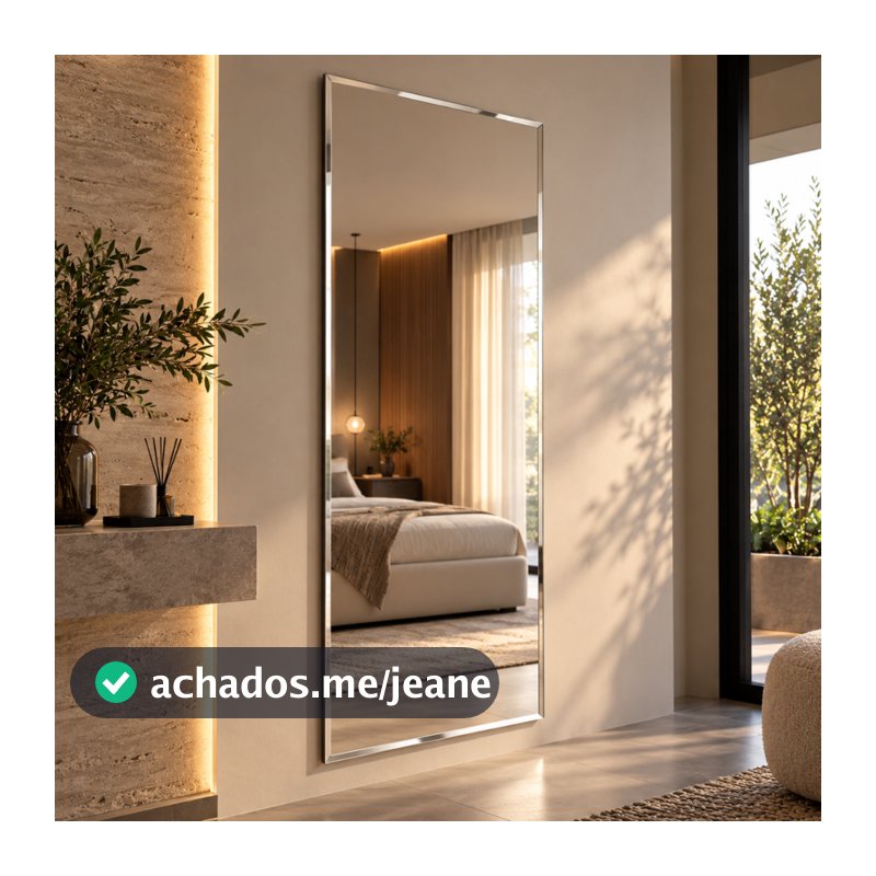 Espelho Mirano Paris 100x40cm Bisotê Grande Moderno Banheiro Lavabo Quarto Parede Decorativo Luxo