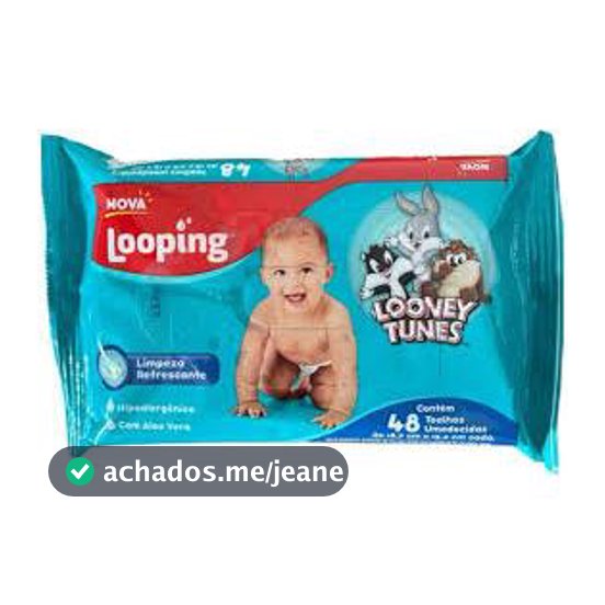 Lenços Umedecidos Looney Tunes Com 48 Unidades.