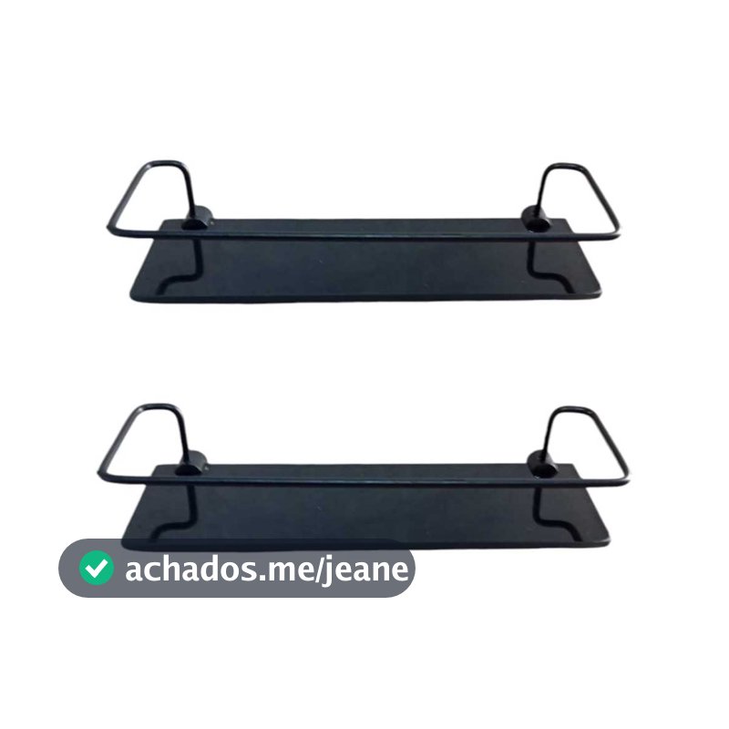 Porta Shampoo Para Banheiro E Lavabo Reto Base De Vidro Kit Com 2 Unidades Organizador De Box Preto Fosco