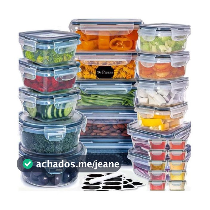 Pote Hermetico Kit 26 Trava Plastico Organizador Mantimento Cozinha Empilhavel Transparente