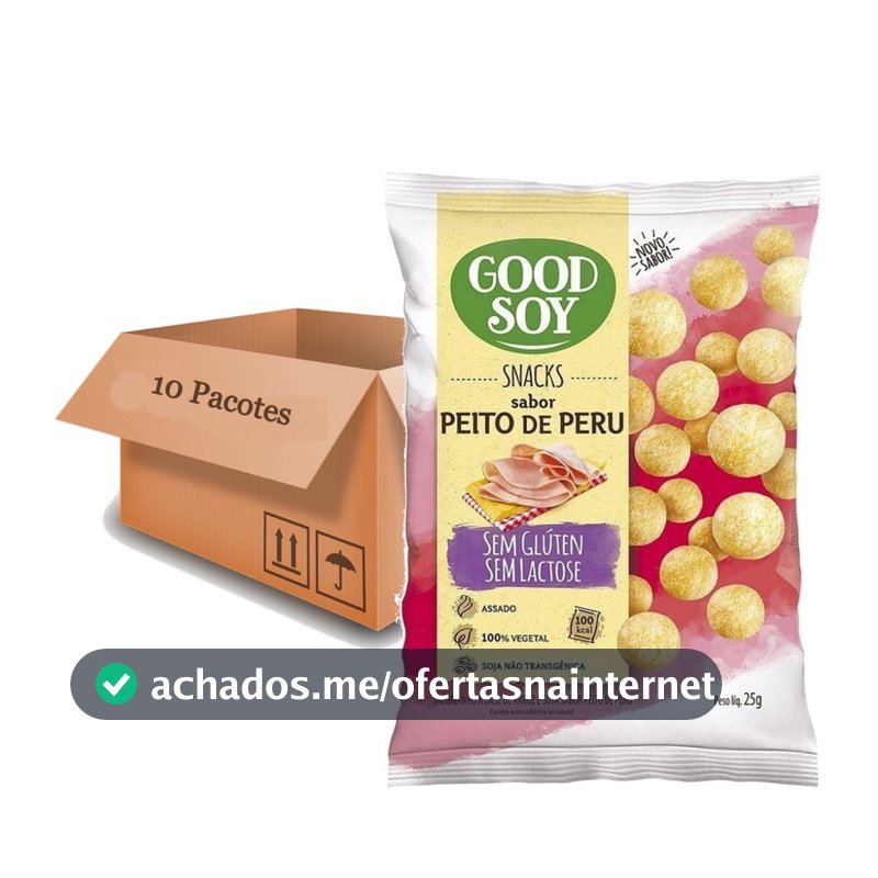 Kit c/ 10und Snacks de Soja GOODSOY Sabor Peito de Peru 25g
