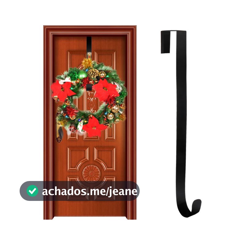 Gancho Suporte Para Guirlanda Preto em Acrílico 35cm Decoração de Natal