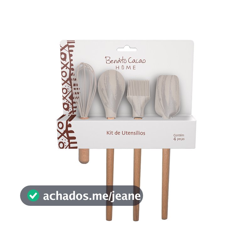 Kit Utensílios Bendito Cacao Home 4 peças Off White Verde Terracota Cacau Show LANÇAMENTO