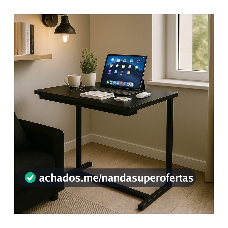 Mesa Lateral Estilo Industrial – Ideal para Sala ou Sofá - Cor Preta