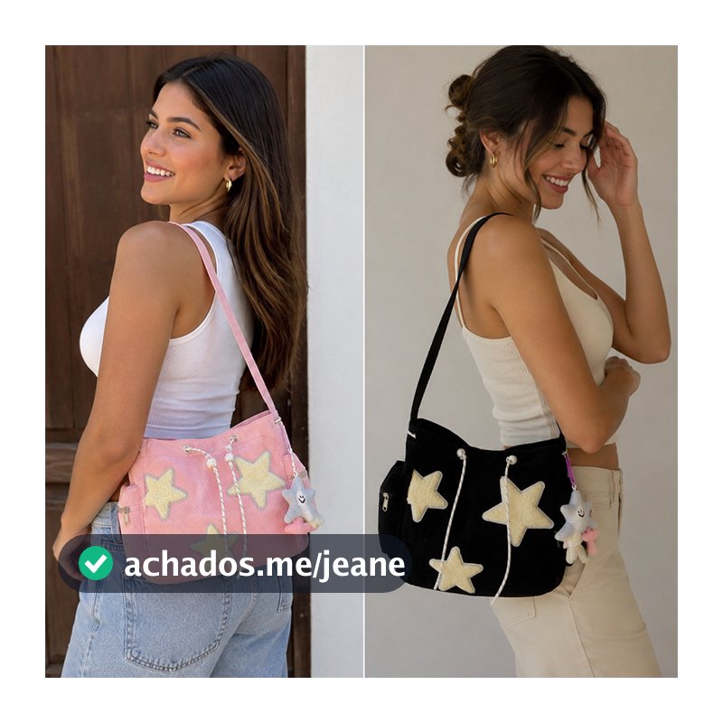 Bolsa Tote Grande Com PadrãO De Estrela Simples, Bolsa De Ombro Com CordãO De Veludo, Sacola Fofa De Lona