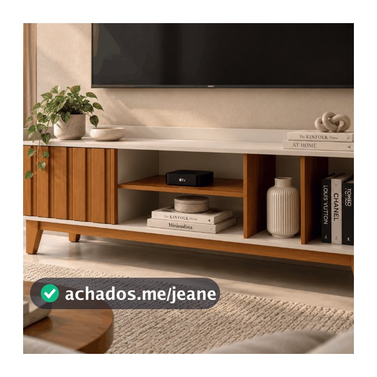 Rack Sala Painel Home Moderno Madeira Para Tv até  50 Polegadas Porta ripada nichos suspenso estande pé madeira compacto