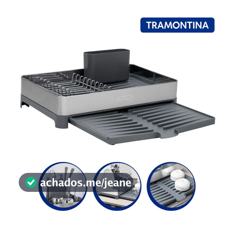 Escorredor de Louças Extensível Inox com Porta Talheres Tramontina