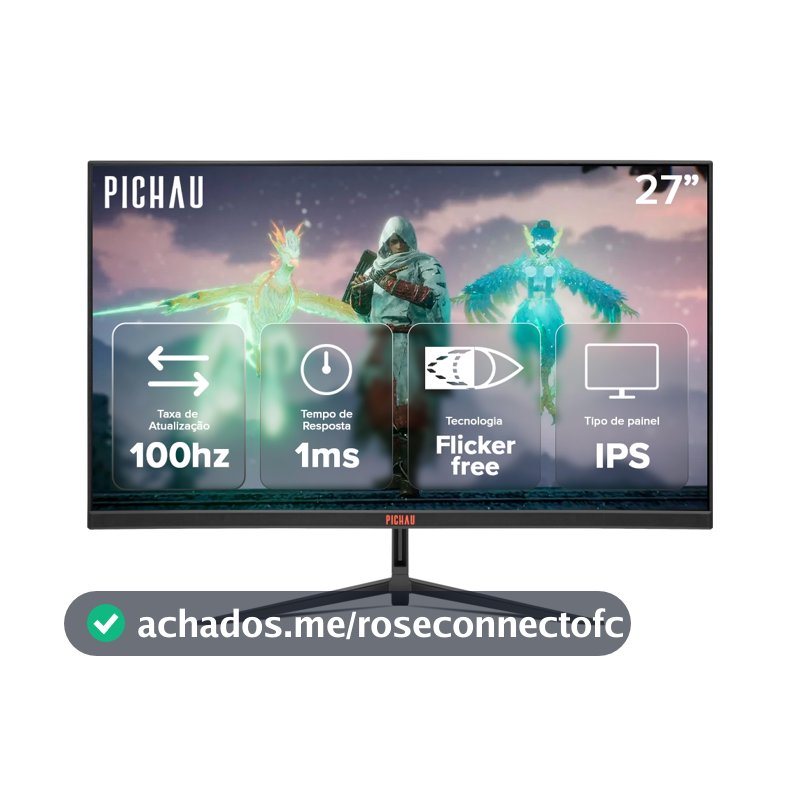 Monitor Gamer Pichau Athen V3S, 27 Pol, IPS, FHD, 1ms, 100Hz, HDMI/VGA, PG-ATH27V3S-BL02