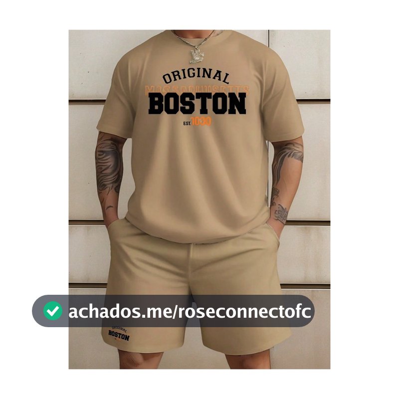 Kit Camiseta + Short Moletom Conjunto Boston Conjunto Camiseta Malha 100% algodão Linha Premium + Bermuda Moletom
