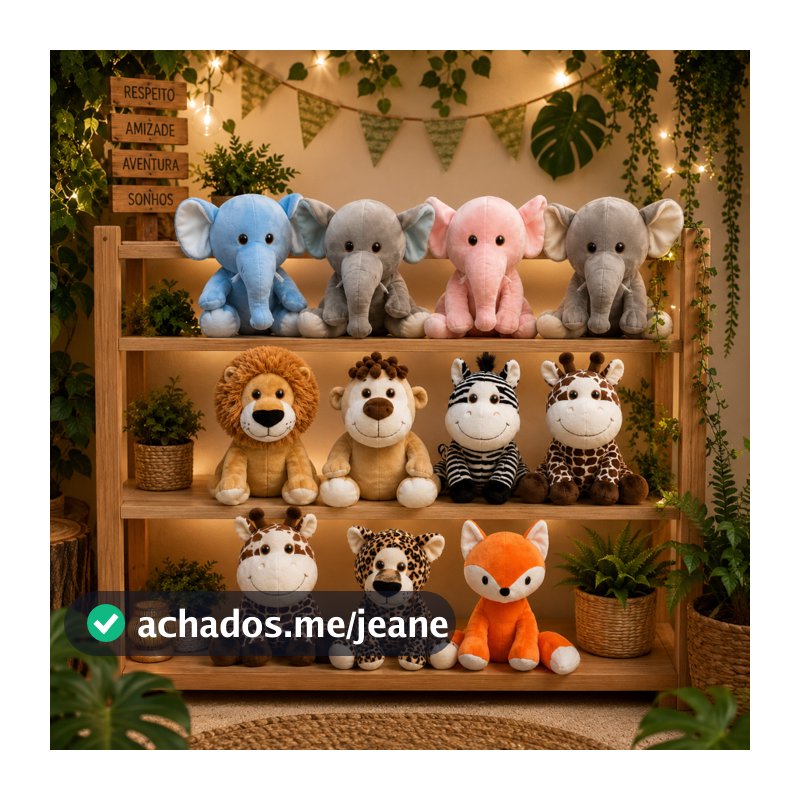 Pelúcia Safari Baby 30cm Antialérgica Para Bebê Decoração Quarto Nicho Festa Presente Enxoval Fofa