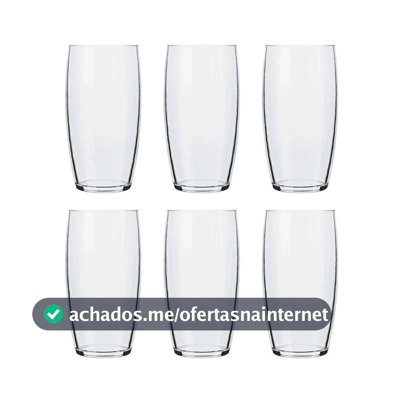 Jogo de Copos Nadir Oca Long Drink de Vidro Liso com 6 Peças 300ml