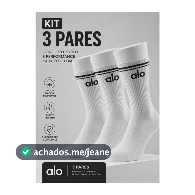 Meia Academia Kit 3 Pares Cano Longo Premium Algodão Para Treino e Dia a Dia