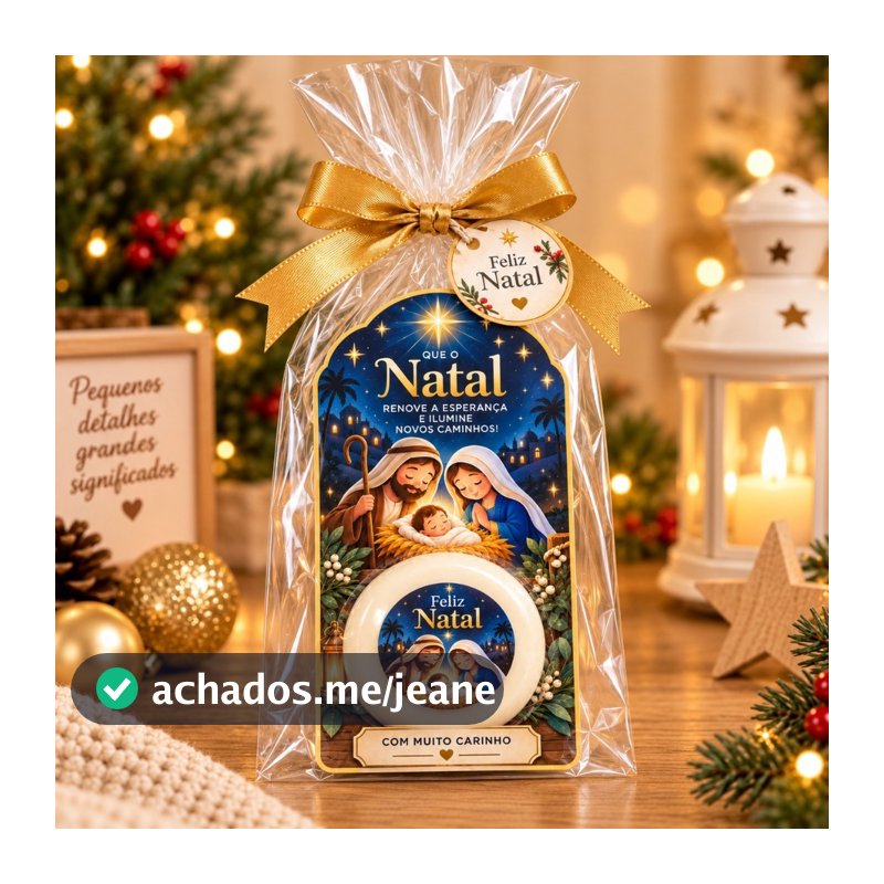 Cartão de Natal para Sabonete + Adesivo e Tag | Lembrancinha Natal Cristã Presépio