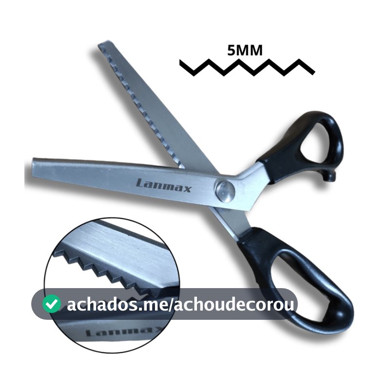 TESOURA PROFISSONAL DE PICOTAR ZIG ZAG LANMAX PARA TECIDOS/EVA/COURO/FELTRO/PAPEL/SCRAP
