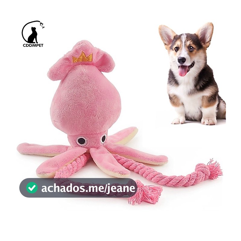 Brinquedos De Pelúcia Fofinhos Rosa Polvo Mastigar Cachorro Mordedor