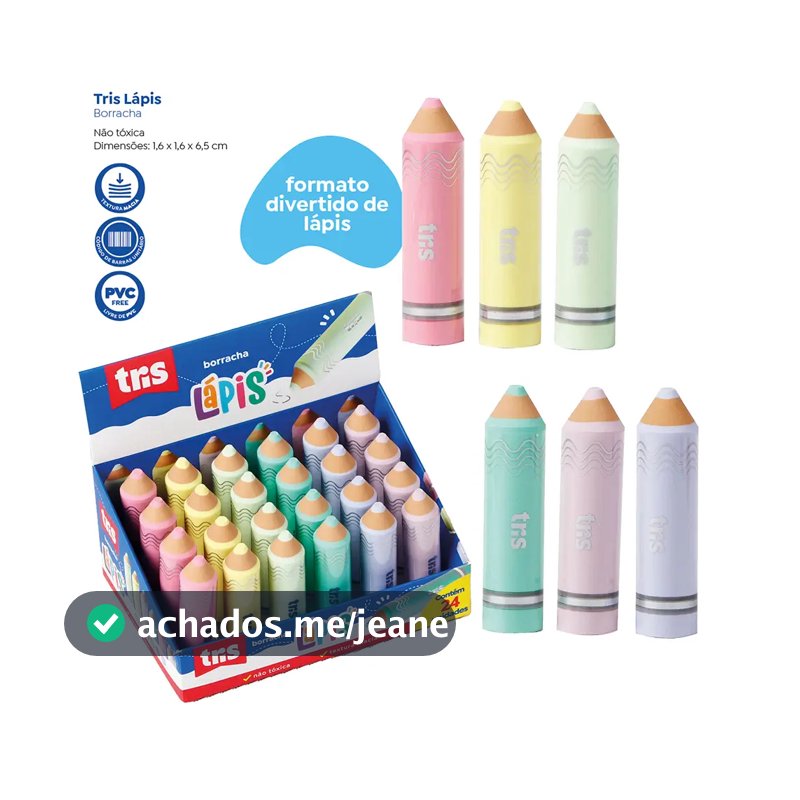 Kit Borrachas em formato de Lápis Escolar Papelaria Criativa Fofy